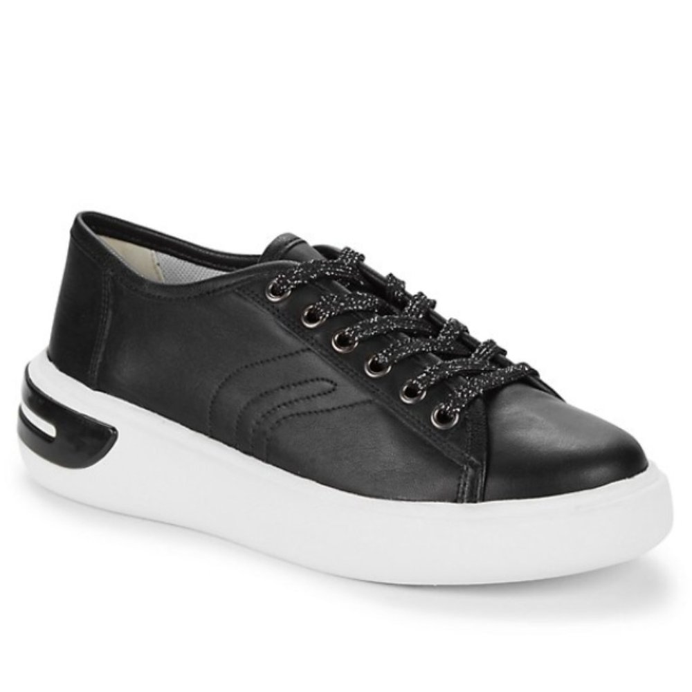 NEW Geox Women Ottaya Leather Chunky Platform Silver Sparkle Lace Up Sneaker